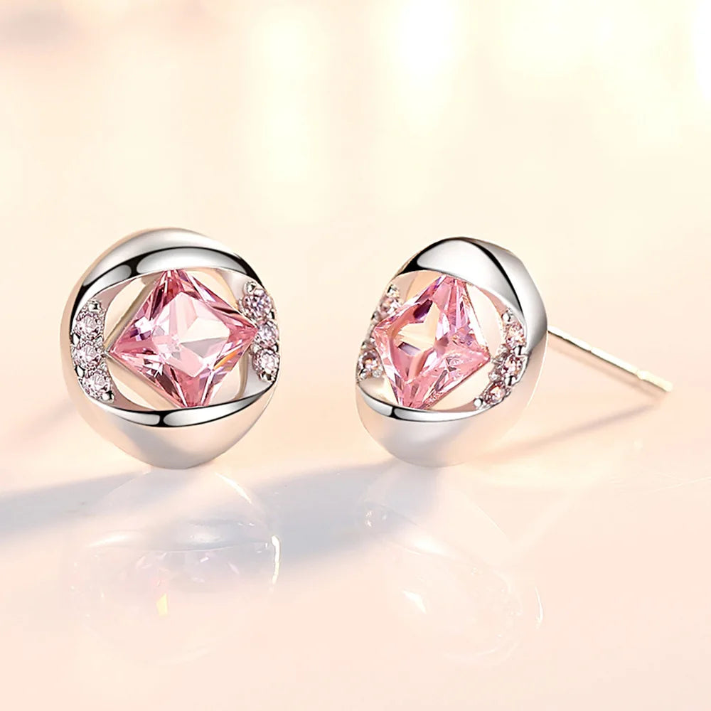 925 Silver Women Hoop Earrings Fashion Pendientes Gift For Female Girl Sparkling Pave CZ U Heart Shape Star Moon