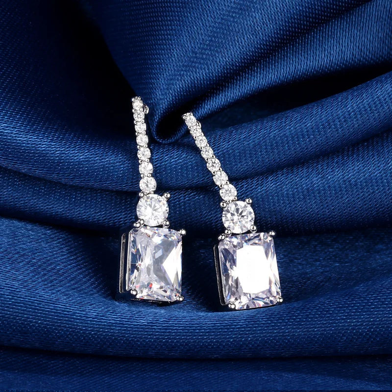 New 925 Silver Women Hoop Earrings Fashion Pendientes Gift For Female Girl Sparkling Pave CZ U Heart Shape Star Moon Earring