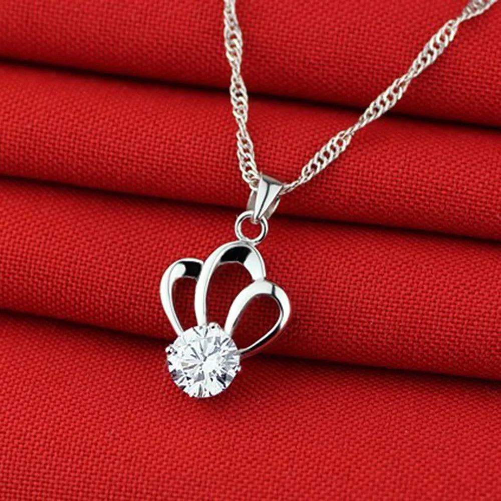 New 925 Sterling Silver Necklace For Women Round Pendent Sparkling Pave CZ Necklace Fashion Anniversary Birthday Jewelry Gifts