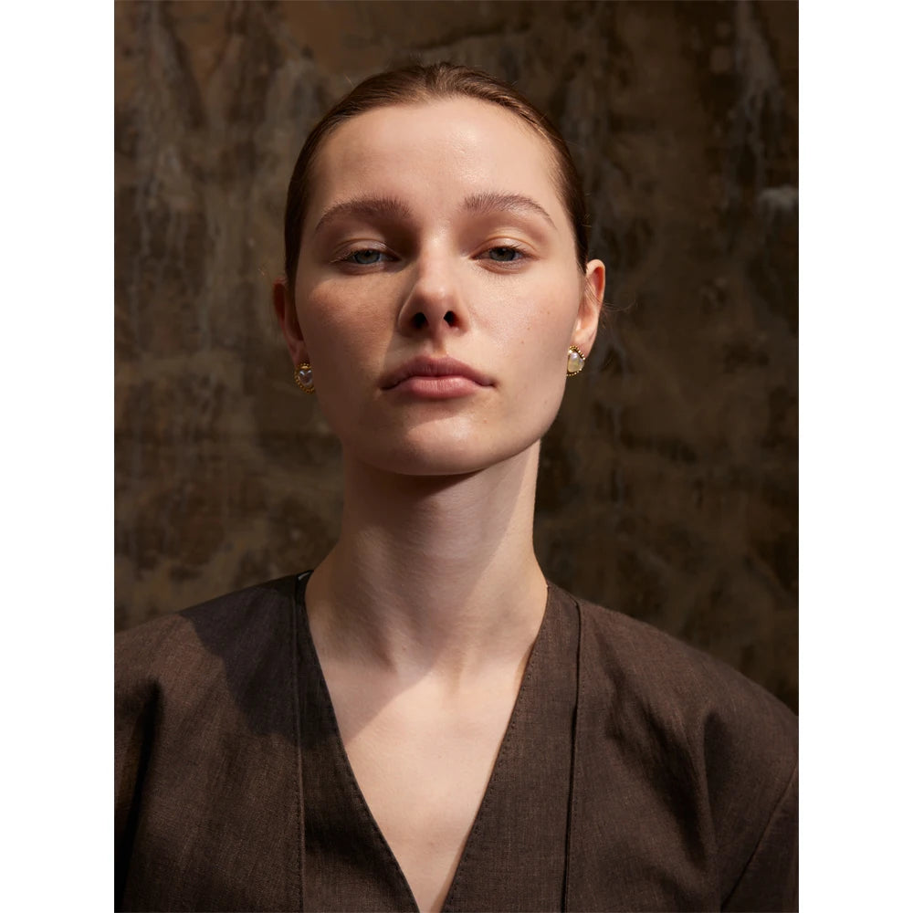 Elysium Exquisite Imitation Pearl Heart Love Daily Stud Earrings Women Water Resistant Stainless Steel Fashion Romantic Jewelry