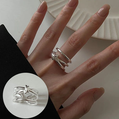 925 Sterling Silver Geometric Multilayer Round Bead Ring Female Fashion Punk Temperament Prevent Allergy Charm Jewelry