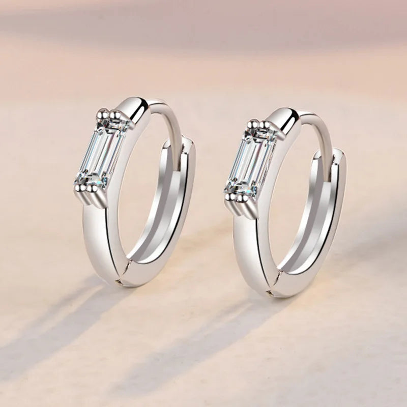 925 Sterling Silver Earrings For Women Original Charm Double Hoop Earrings Pave CZ Fine Engagement Anniversary Jewelry Gift