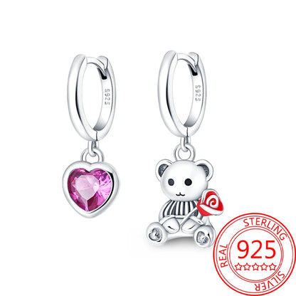 Pink Series 925 Sterling Silver Romantic Flower Butterfly Unicorn Tulip Geometry Earrings Boutique Fine Jewelry Gifts for Women