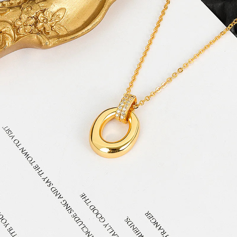 925 Sterling Silver Big Color Stone Pendant Chain Light Crystal Necklace for Women Excellent Jewelry Collarbone Chain 7355