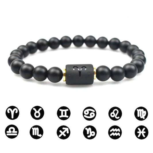 Natural Stone Beads Zodiac Signs Bracelet Friends Couples 12 Constellation Stretch Beaded Bracelet For Men Women Jewelry Gift