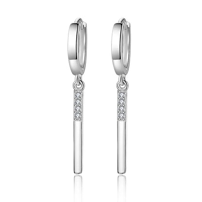 925 Sterling Silver Round Crystal Hoop Earrings For Women Elegant Wedding Party Jewelry Pendientes