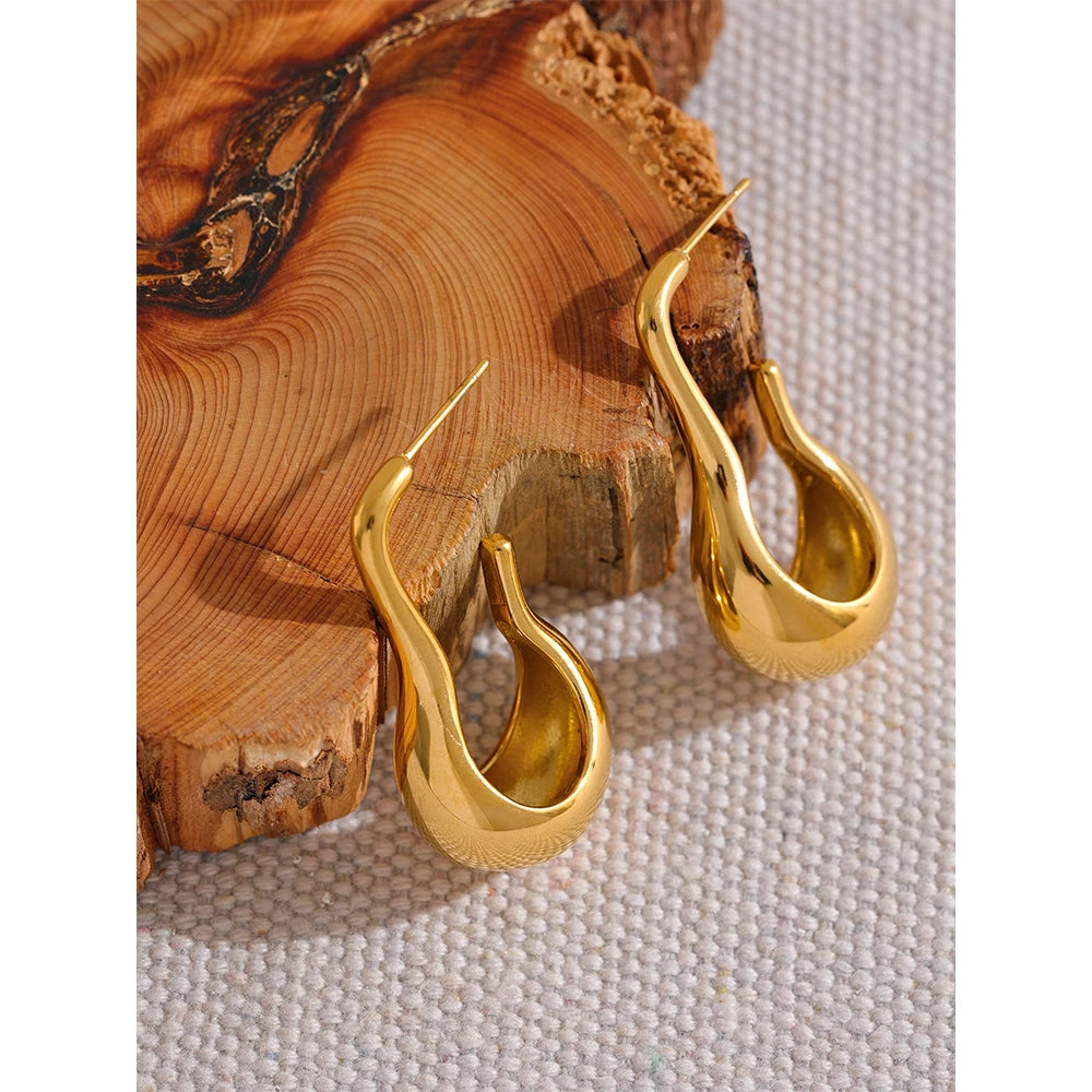 Elysium Statement Metal Geometric Stainless Steel Waterproof Unusual Earrings Personalized 18k Gold Color Fashion Jewelry Women