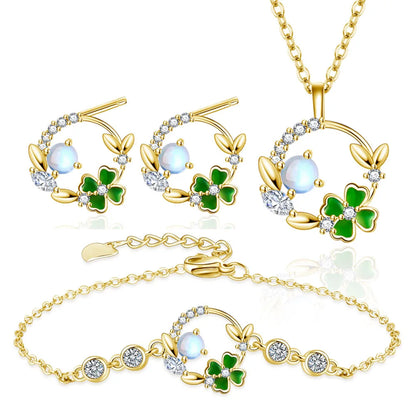 925 Sterling Silver Jewelry Sets For Women Heart Zircon Ring Earrings Necklace Wedding Bridal Elegant Christmas