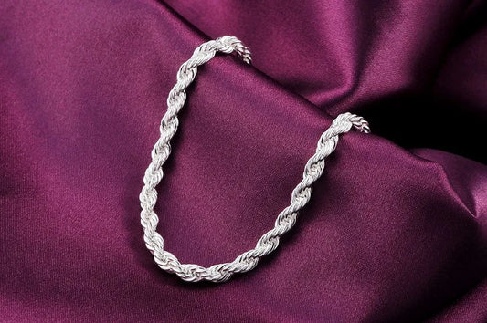 Charm 925 sterling silver Accessories Men 4MM 40-60cm 2PCS Rope Chain Necklace Bracelet Women Fashion Wedding Gift Jewelry