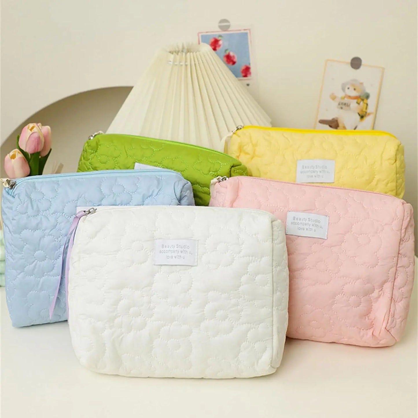 Embroidery Large-Capacity Cosmetic Bag Waterproof Portable Storage Bag Travel Makeup Pouch