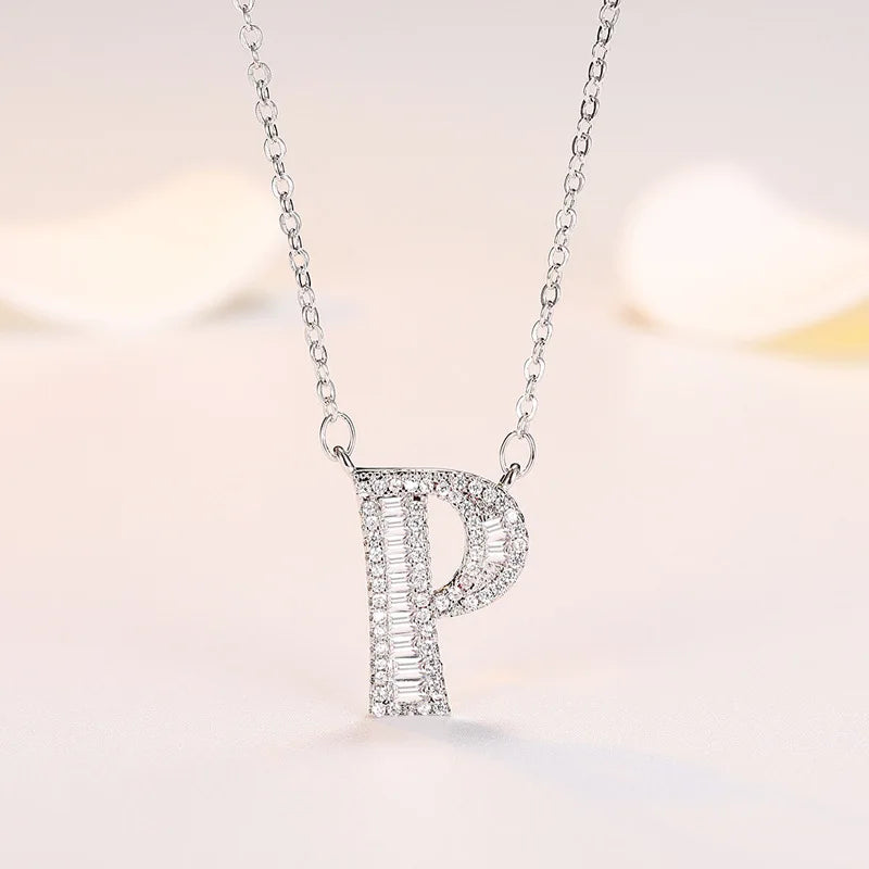New 925 Sterling Silver 26 letter necklace Personal name handmade jewelry For Women Wedding Charm Fashion