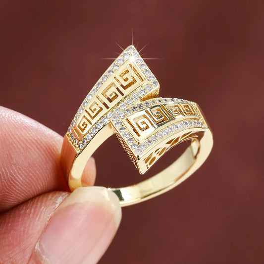 Ladies Personality Geometric Ring Women Elegance Zircon Ring