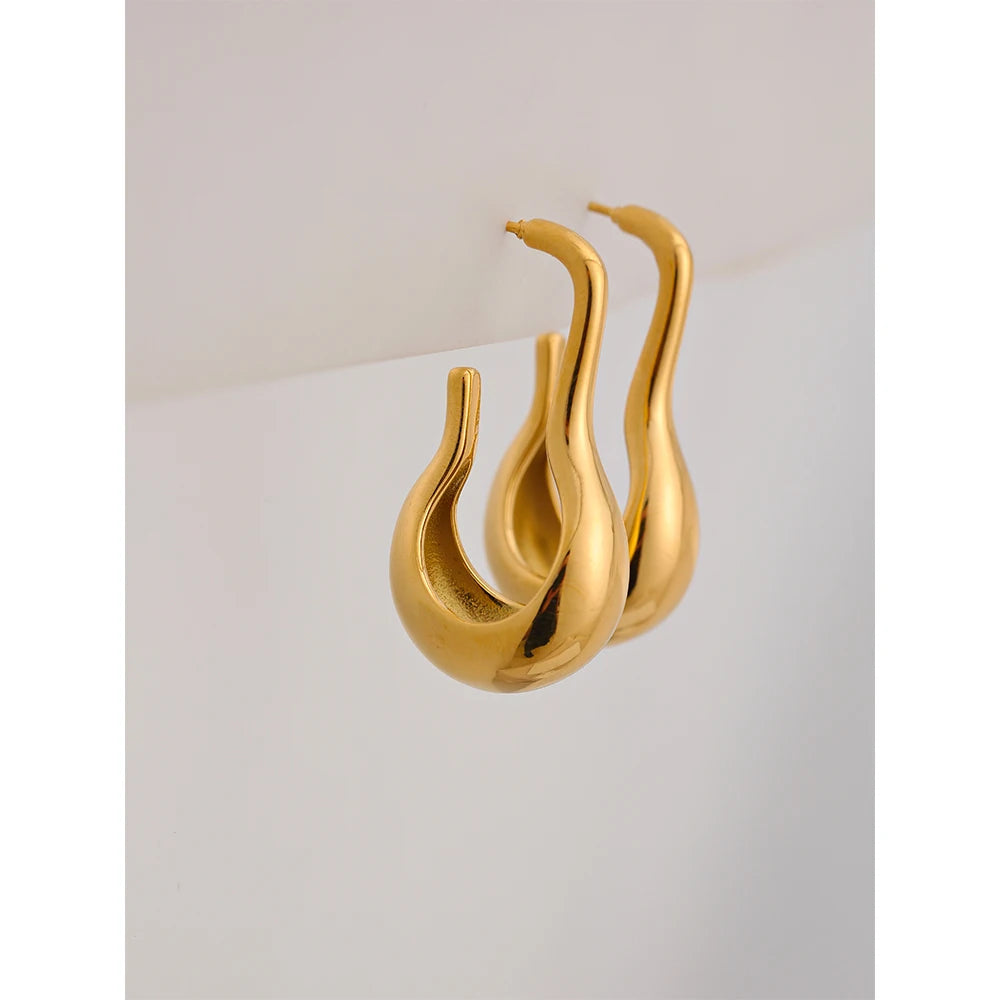 Elysium Statement Metal Geometric Stainless Steel Waterproof Unusual Earrings Personalized 18k Gold Color Fashion Jewelry Women