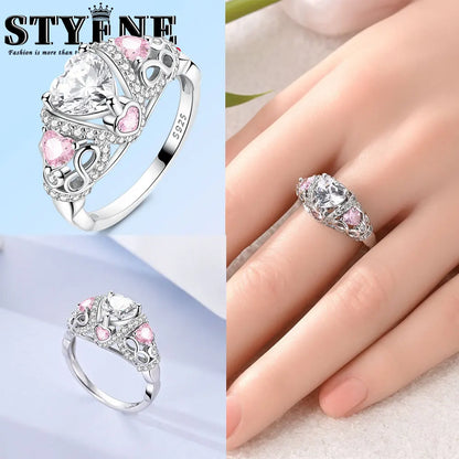 Ring 925 Sterling Silver Heart, Red, Pink, White, Blue Ring for Women Holiday Jewelry Gift