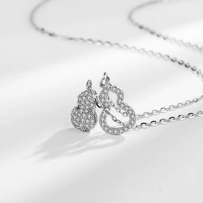 925 Sterling Silver Big Color Stone Pendant Chain Light Crystal Necklace for Women Excellent Jewelry Collarbone Chain 7355