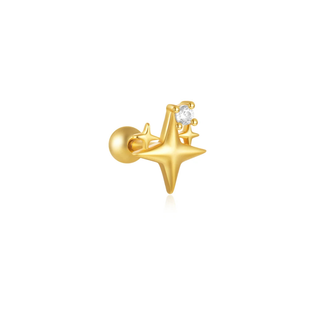Heart Round Ball Flat Helix Piercing Earring 925 Sterling Silver Ear Studs Geometric Zircon Exquisite Trinket Studs Aretes