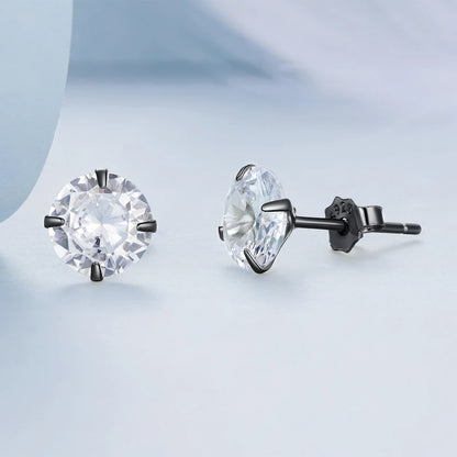CZ Stud Earrings 925 Sterling Silver Platinum Plated Round Cubic Zirconia Hypoallergenic Earrings 4mm 5mm 6mm 7mm BSE166