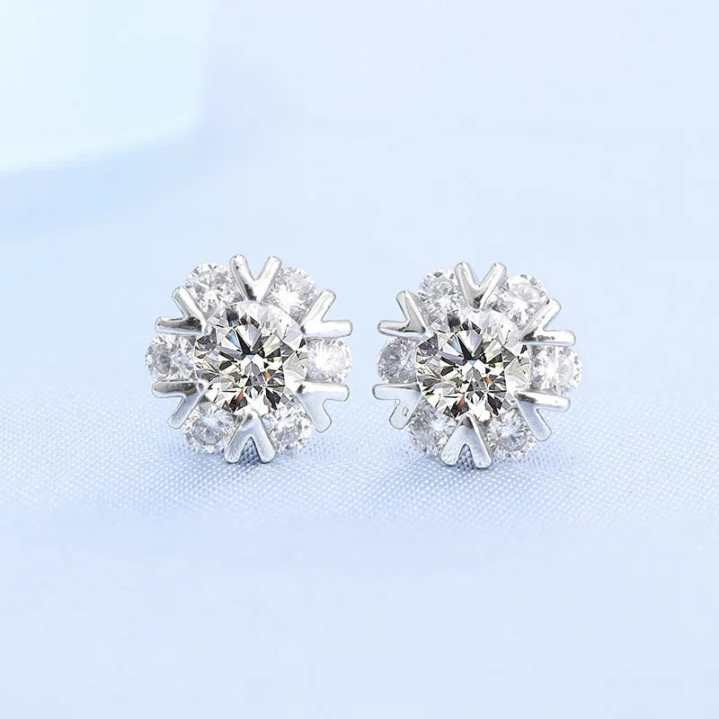 925 Sterling Silver Jewelry Women Fashion Cute Tiny Clear Crystal CZ Stud Earrings Gift for Girls Teens Lady E001
