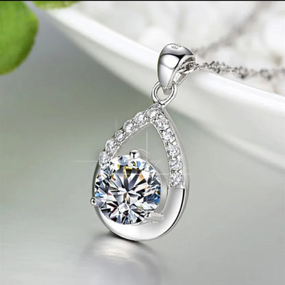 New 925 Sterling Silver Necklace For Women Round Pendent Sparkling Pave CZ Necklace Fashion Anniversary Birthday Jewelry Gifts