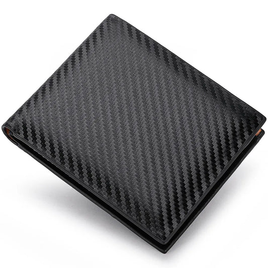 New Carbon Fiber Short Wallet Men's Card Bag Integrated Zipper Change Bag Holder