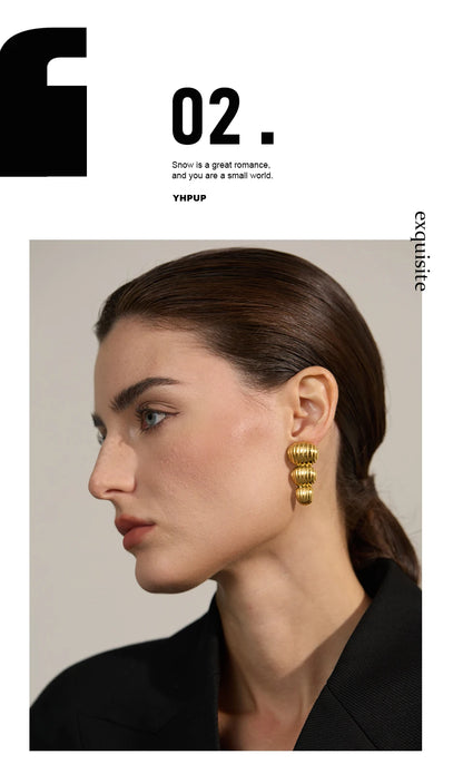 Elysium Big Promotion Stainless Steel Metal Geometric Statement Big Stud Earrings 18K PVD Plated Fashion Jewelry Wholesale