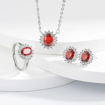 925 Sterling Silver Jewelry Sets For Women Heart Zircon Ring Earrings Necklace Wedding Bridal Elegant Christmas