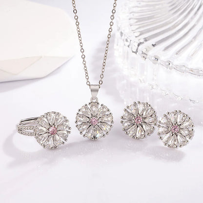 925 Sterling Silver Jewelry Sets For Women Heart Zircon Ring Earrings Necklace Wedding Bridal Elegant Christmas