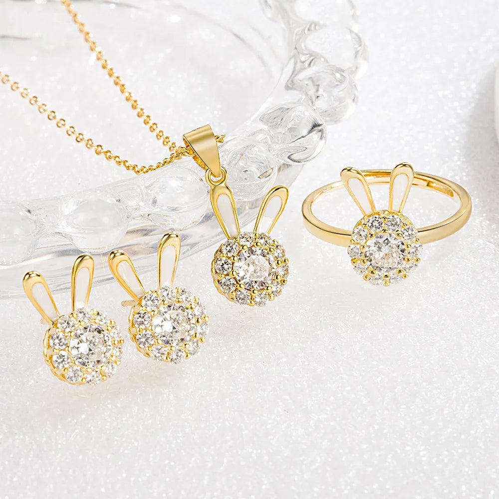 925 Sterling Silver Jewelry Sets For Women Heart Zircon Ring Earrings Necklace Wedding Bridal Elegant Christmas