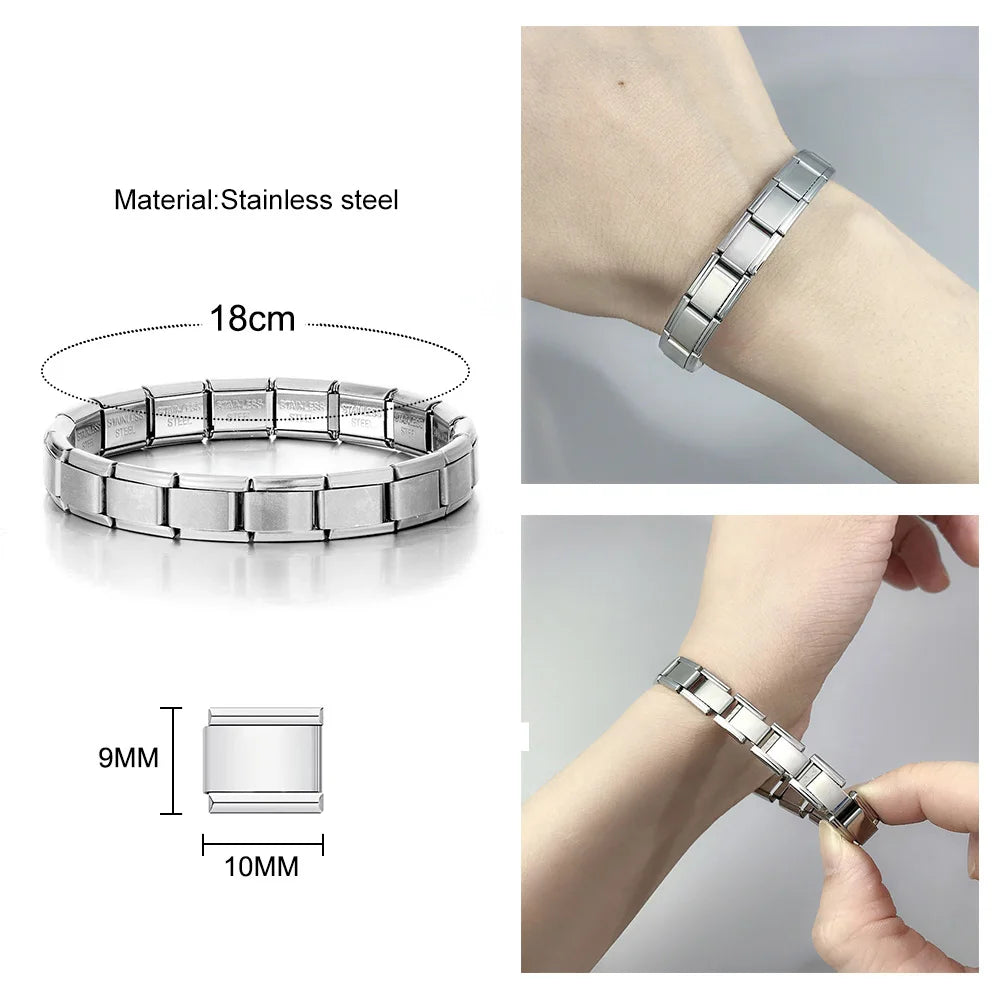 BestFriend Lovers Footprints I Love series Italian Charm Modular Links Fit 9mm Bracelets Stainless Steel Jewelry DIY Hand Making