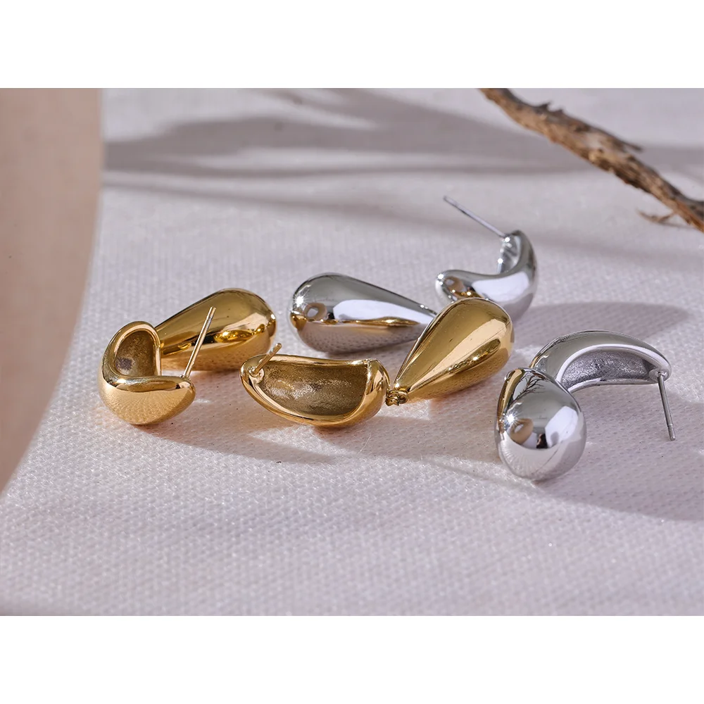 Elysium Charm Stainless Steel Water Drop Teardrop Dangle Earrings Waterproof Metal Statement High Quality Jewelry 18K Gold Plated