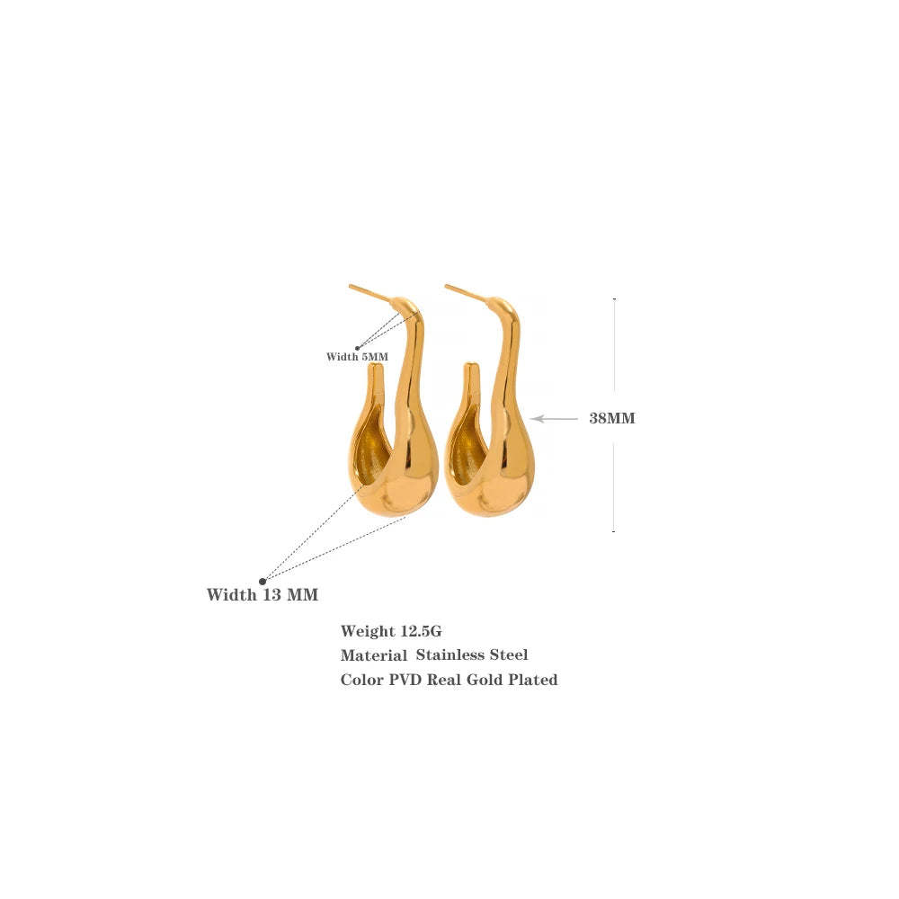 Elysium Statement Metal Geometric Stainless Steel Waterproof Unusual Earrings Personalized 18k Gold Color Fashion Jewelry Women