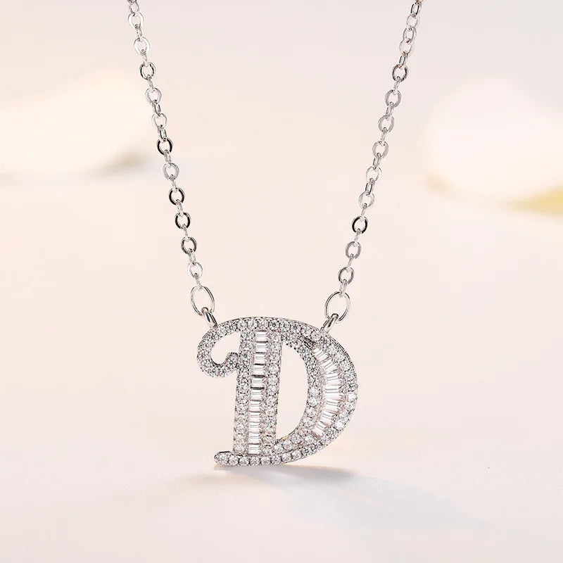 New 925 Sterling Silver 26 letter necklace Personal name handmade jewelry For Women Wedding Charm Fashion