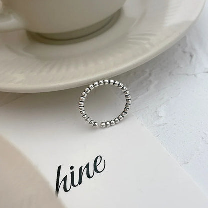 925 Sterling Silver Geometric Multilayer Round Bead Ring Female Fashion Punk Temperament Prevent Allergy Charm Jewelry