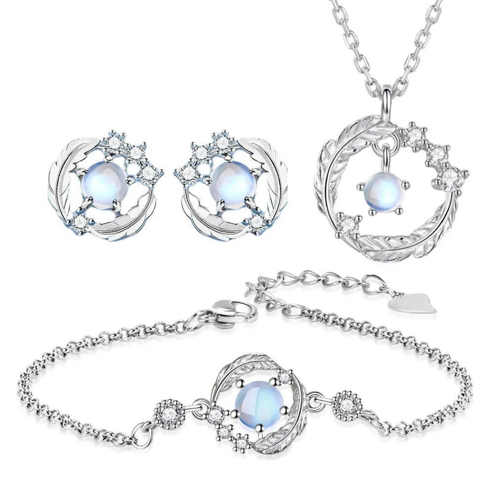 925 Sterling Silver Jewelry Sets For Women Heart Zircon Ring Earrings Necklace Wedding Bridal Elegant Christmas