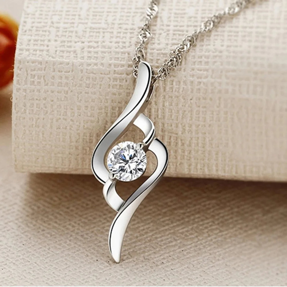 New 925 Sterling Silver Necklace For Women Round Pendent Sparkling Pave CZ Necklace Fashion Anniversary Birthday Jewelry Gifts