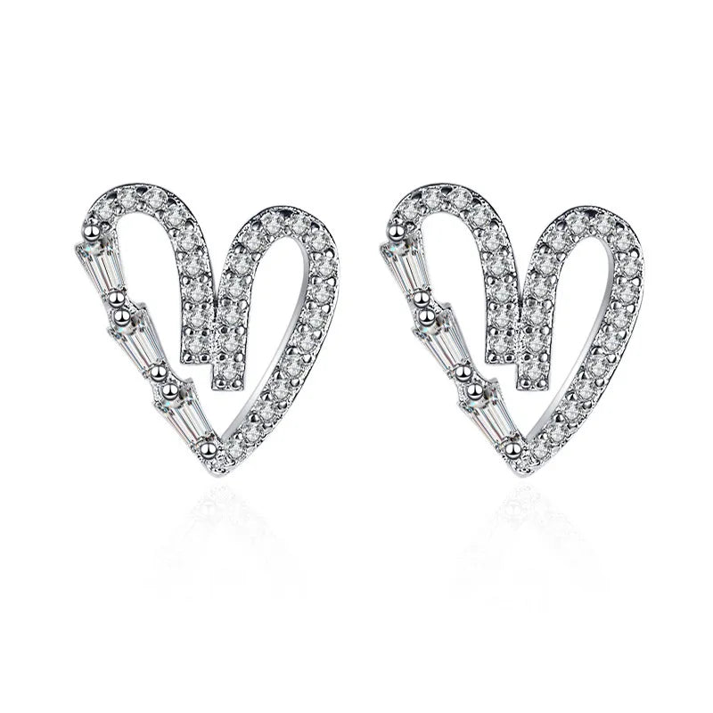 925 Silver Women Hoop Earrings Fashion Pendientes Gift For Female Girl Sparkling Pave CZ U Heart Shape Star Moon Earring E1258