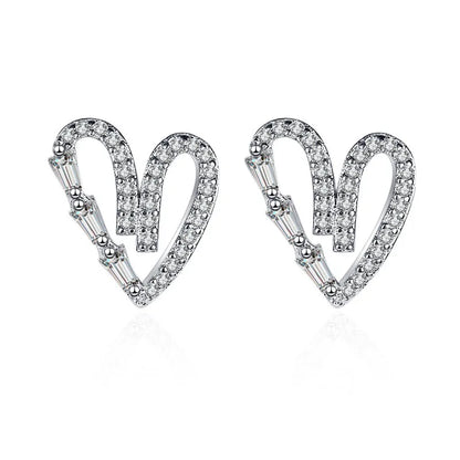 925 Silver Women Hoop Earrings Fashion Pendientes Gift For Female Girl Sparkling Pave CZ U Heart Shape Star Moon Earring E1258