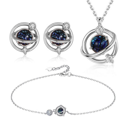 925 Sterling Silver Jewelry Sets For Women Heart Zircon Ring Earrings Necklace Wedding Bridal Elegant Christmas