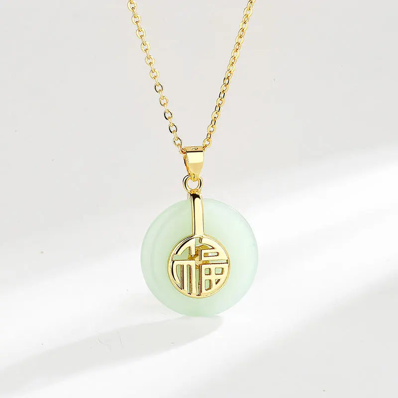 925 Sterling Silver Big Color Stone Pendant Chain Light Crystal Necklace for Women Excellent Jewelry Collarbone Chain 7355