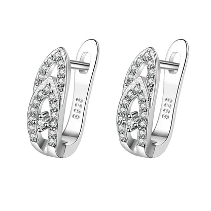 925 Sterling Silver Earrings Jewelry High Quality Retro Simple Pattern Purple White Zircon Earrings Hot Sale