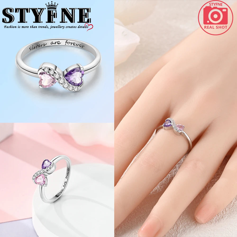 Ring 925 Sterling Silver Heart, Red, Pink, White, Blue Ring for Women Holiday Jewelry Gift
