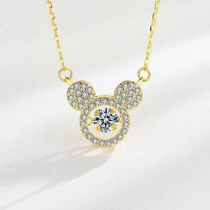 925 Sterling Silver Big Color Stone Pendant Chain Light Crystal Necklace for Women Excellent Jewelry Collarbone Chain 7355