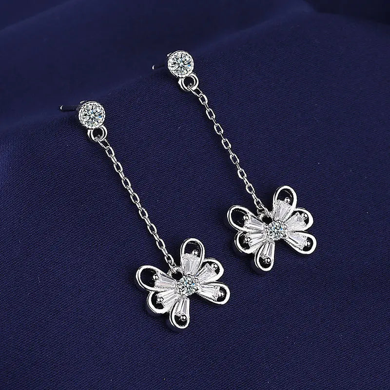 New 925 Silver Women Hoop Earrings Fashion Pendientes Gift For Female Girl Sparkling Pave CZ U Heart Shape Star Moon Earring