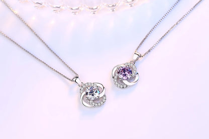 925 Silver Necklace for Women Double Layer Zircon Star Moon Pendant Necklace Delicate Chain Charm Elegant Fashion Jewelry Gifts