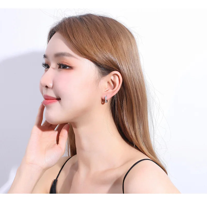 925 Sterling Silver Bow Pattern Stud Earrings For Women Girls Wedding Dating Engagement Jewelry Accessory Hot Sale