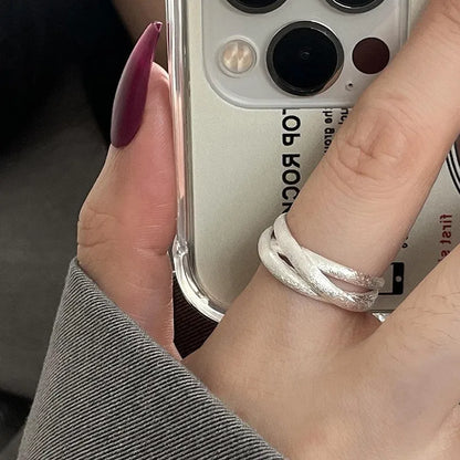 925 Sterling Silver Geometric Multilayer Round Bead Ring Female Fashion Punk Temperament Prevent Allergy Charm Jewelry