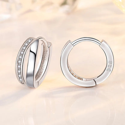 925 Silver Women Hoop Earrings Fashion Pendientes Gift For Female Girl Sparkling Pave CZ U Heart Shape Star Moon