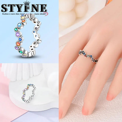 Ring 925 Sterling Silver Heart, Red, Pink, White, Blue Ring for Women Holiday Jewelry Gift