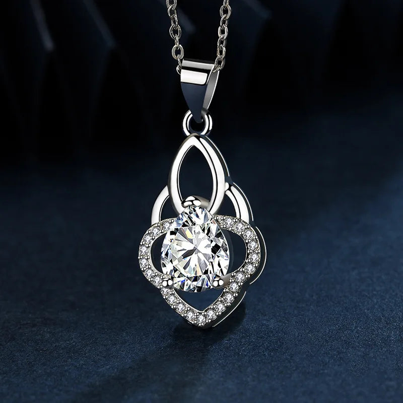 925 Sterling Silver Necklace For Women Round Pendent Sparkling Pave CZ Necklace Fashion Anniversary Birthday Jewelry Gifts