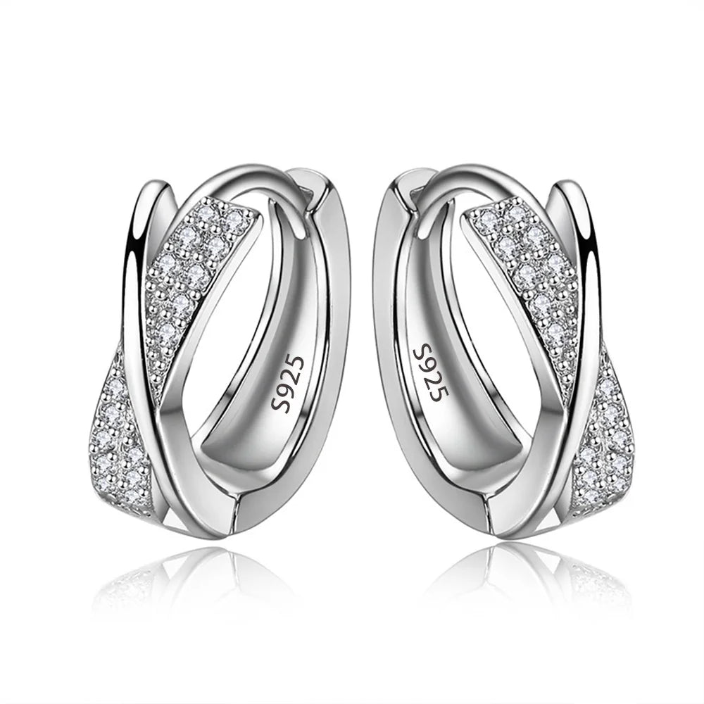 925 Sterling Silver Bow Pattern Stud Earrings For Women Girls Wedding Dating Engagement Jewelry Accessory Hot Sale